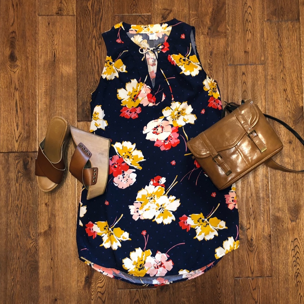 Dark Blue and Floral Old Navy Sundress, Medium